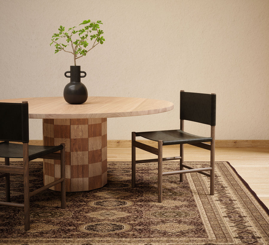 wood pedestal dining table