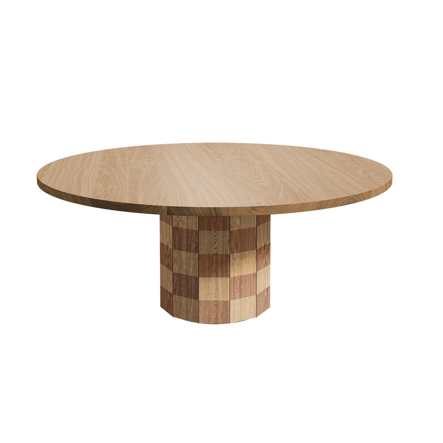 round pedestal dining table - checkerboard